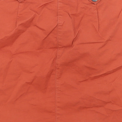 M&Co Womens Orange Cotton Straight & Pencil Skirt Size 8 Zip