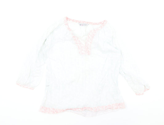 Crew Clothing Womens Blue 100% Cotton Basic Blouse One Size V-Neck