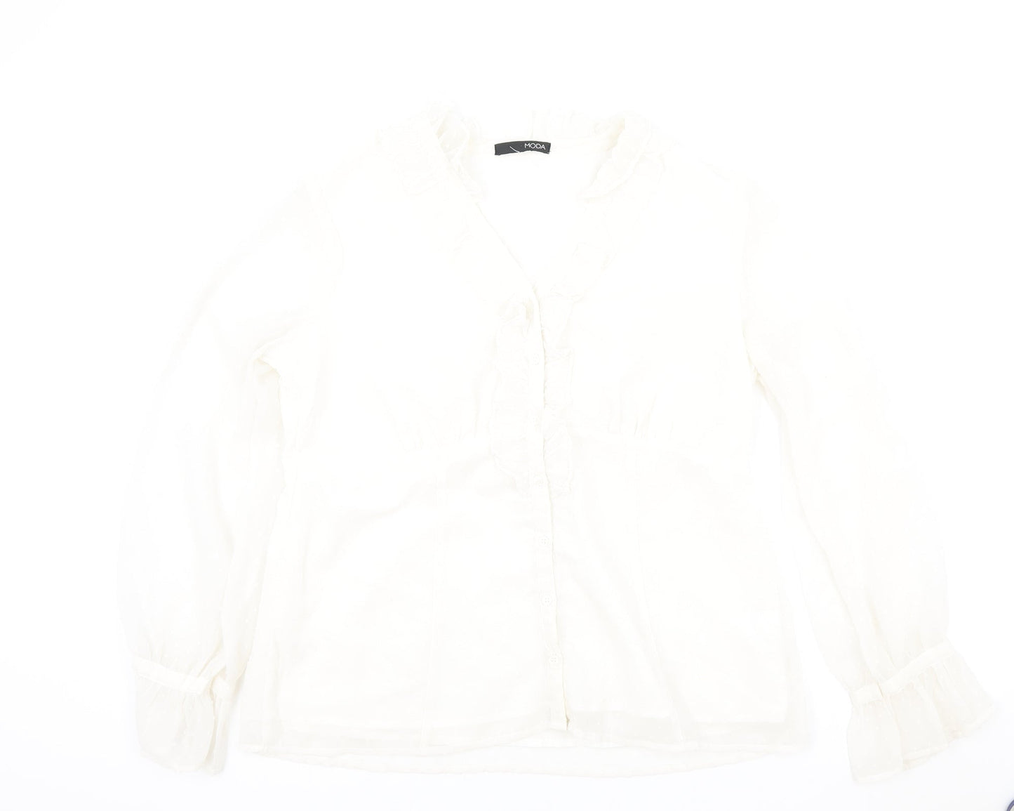 Womens UK Size 16 Moda Ivory Basic Button-Up