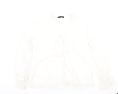 Womens UK Size 16 Moda Ivory Basic Button-Up