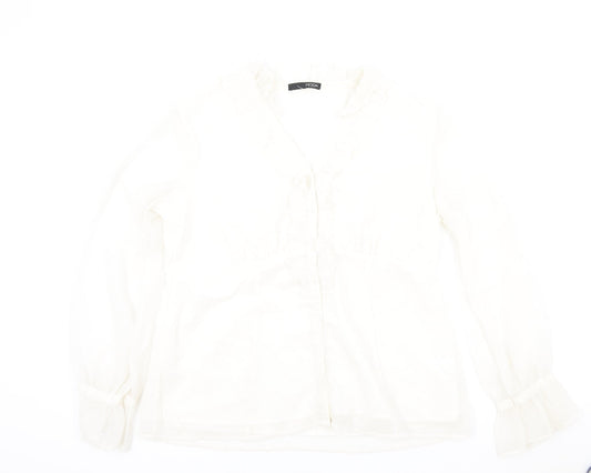 Womens UK Size 16 Moda Ivory Basic Button-Up