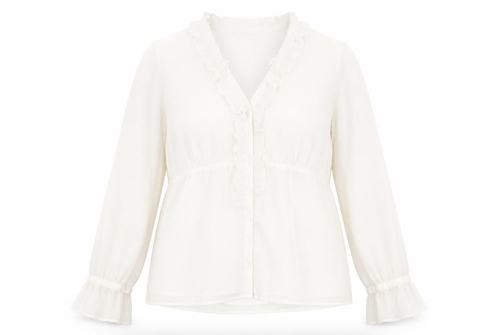 Womens UK Size 16 Moda Ivory Basic Button-Up