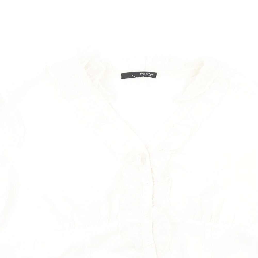 Womens UK Size 16 Moda Ivory Basic Button-Up