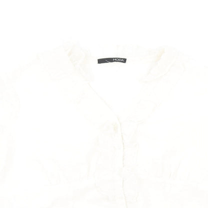 Womens UK Size 16 Moda Ivory Basic Button-Up