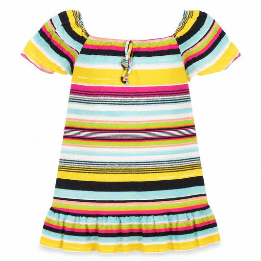 Matalan Womens Multicoloured Striped Viscose A-Line Size 10 Square Neck Pullover