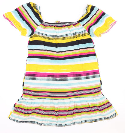Matalan Womens Multicoloured Striped Viscose A-Line Size 10 Square Neck Pullover