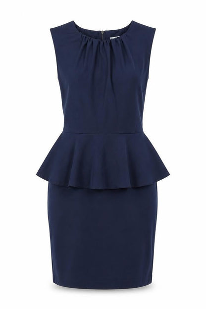 Closet Womens Blue Polyester Bodycon Size 10 Round Neck Zip