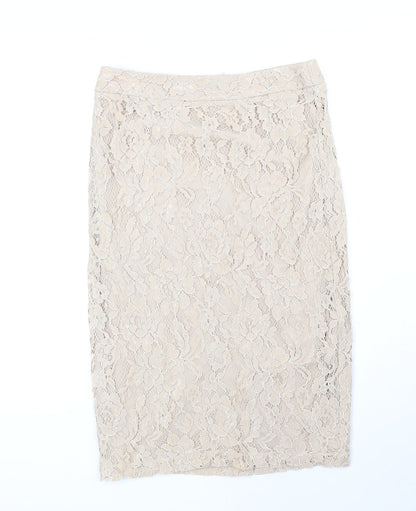 Bourne Womens Beige Floral Polyester Straight & Pencil Skirt Size 10 Zip