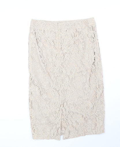 Bourne Womens Beige Floral Polyester Straight & Pencil Skirt Size 10 Zip