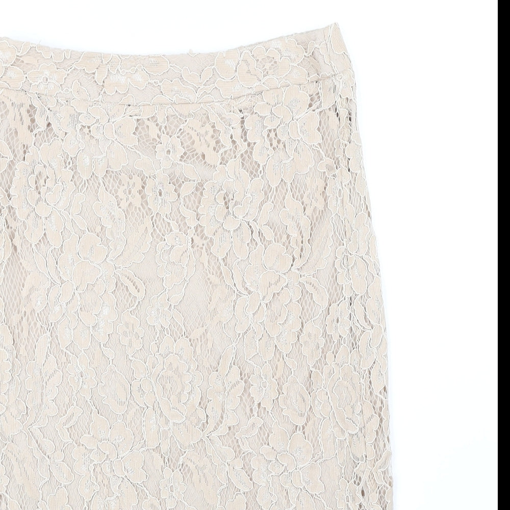 Bourne Womens Beige Floral Polyester Straight & Pencil Skirt Size 10 Zip