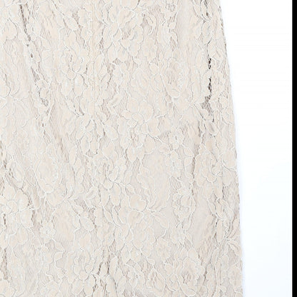 Bourne Womens Beige Floral Polyester Straight & Pencil Skirt Size 10 Zip