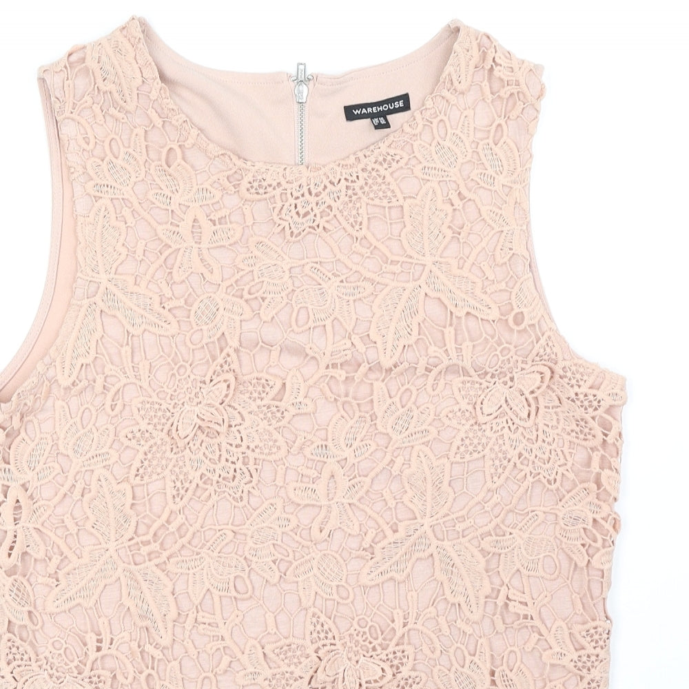 Womens UK Size 10 Warehouse Beige Basic Tank