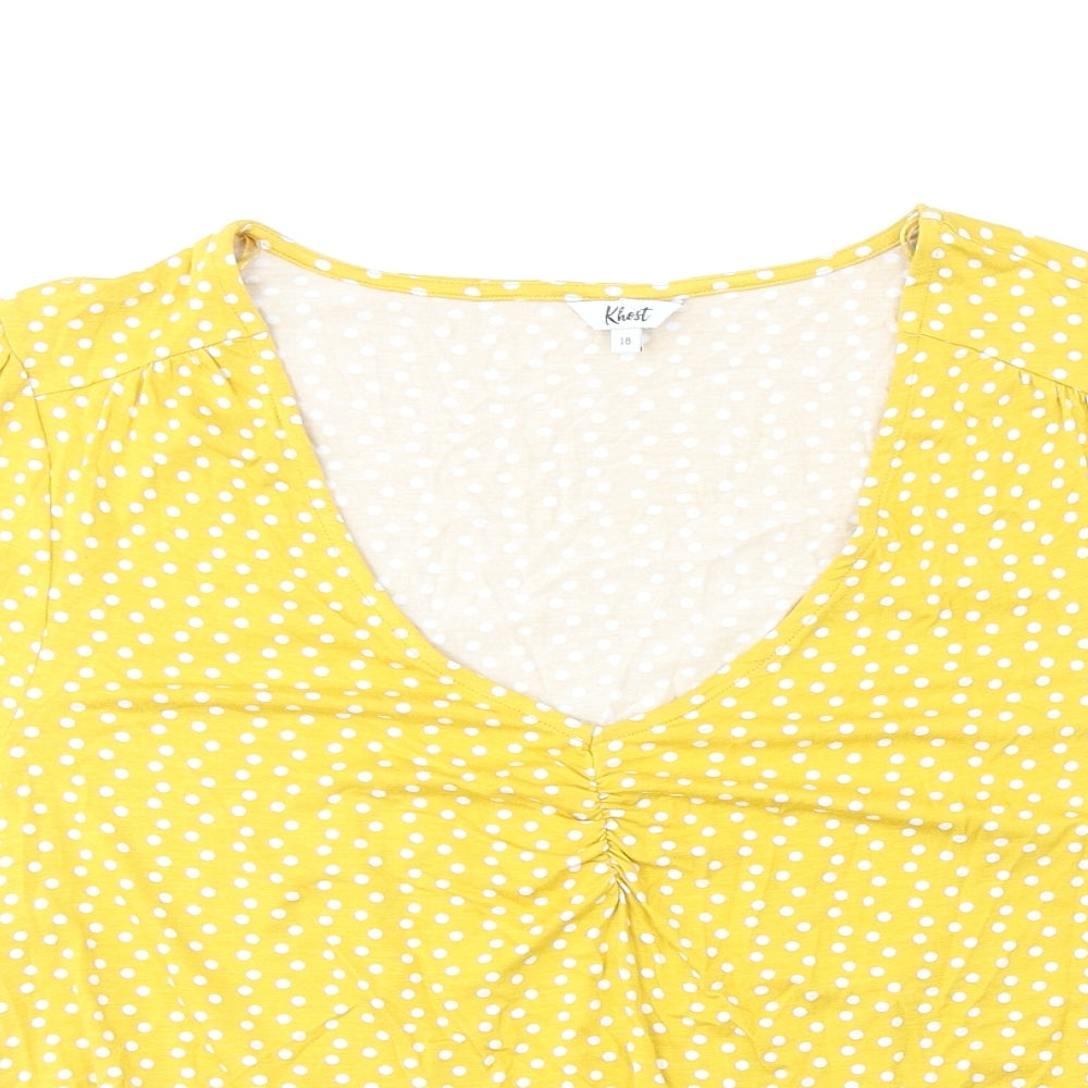 Womens UK Size 18 Khost Yellow Basic T-Shirt