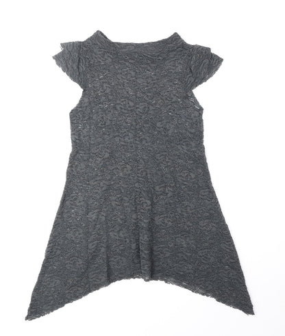 Andrea Perazzo Womens Grey Polyester A-Line Size S Round Neck Pullover