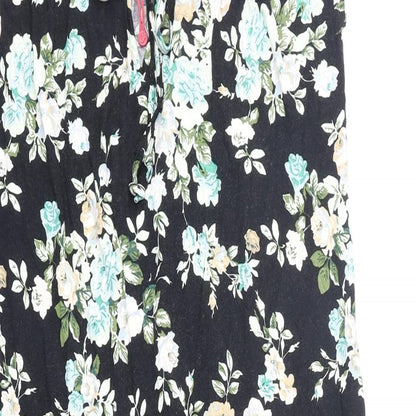 S. Oliver Womens Black Floral Viscose A-Line Size 10 Round Neck Pullover