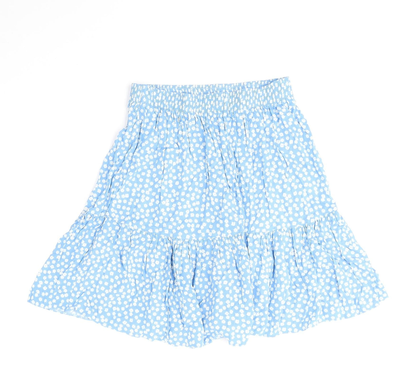 New Look Womens Blue Polka Dot Viscose Skater Skirt Size 6