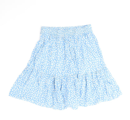 New Look Womens Blue Polka Dot Viscose Skater Skirt Size 6