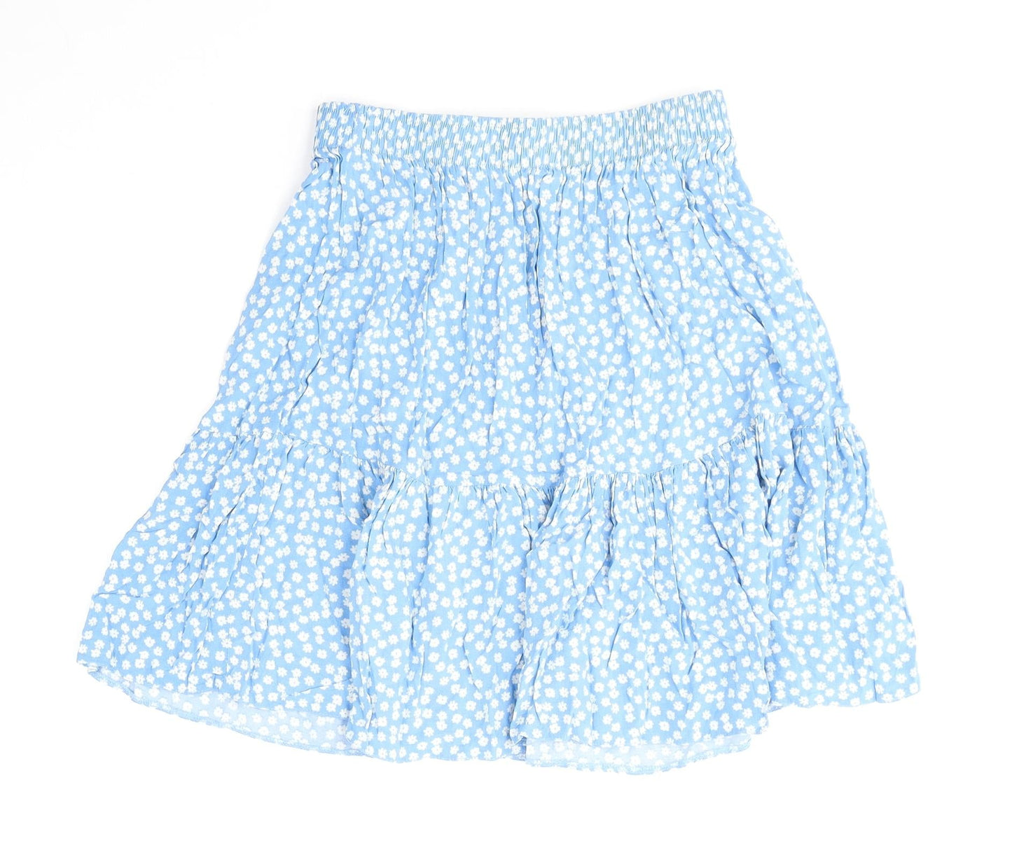 New Look Womens Blue Polka Dot Viscose Skater Skirt Size 6