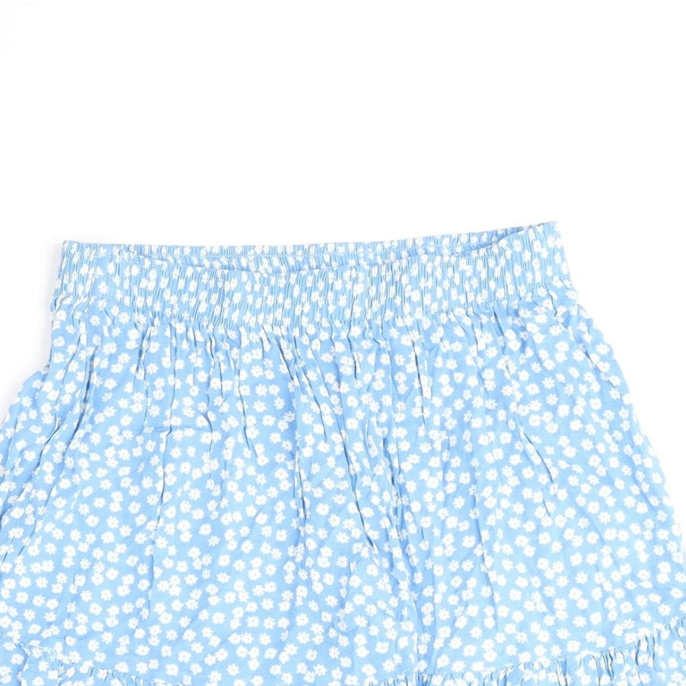 New Look Womens Blue Polka Dot Viscose Skater Skirt Size 6