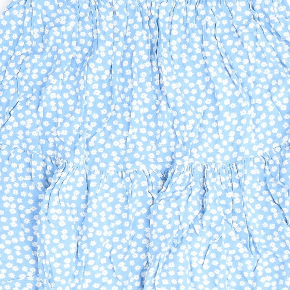 New Look Womens Blue Polka Dot Viscose Skater Skirt Size 6