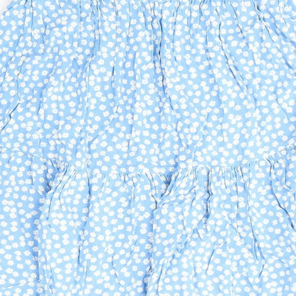 New Look Womens Blue Polka Dot Viscose Skater Skirt Size 6