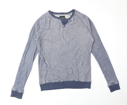 Boohoo Mens Blue Round Neck Cotton Pullover Jumper Size S Long Sleeve