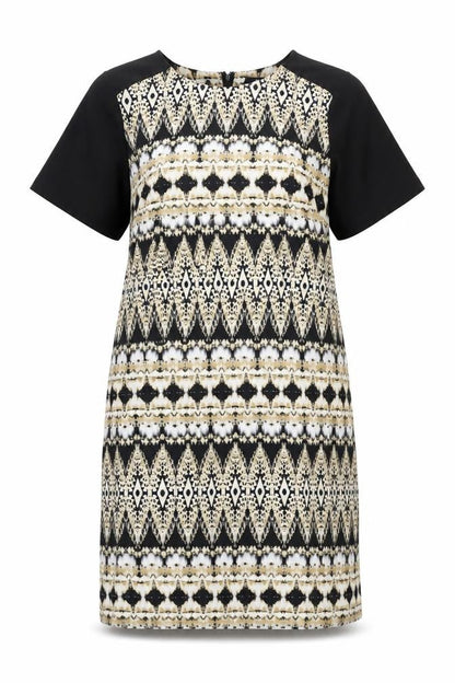 Wallis Womens Multicoloured Geometric Polyester Shift Size 14 Scoop Neck Zip