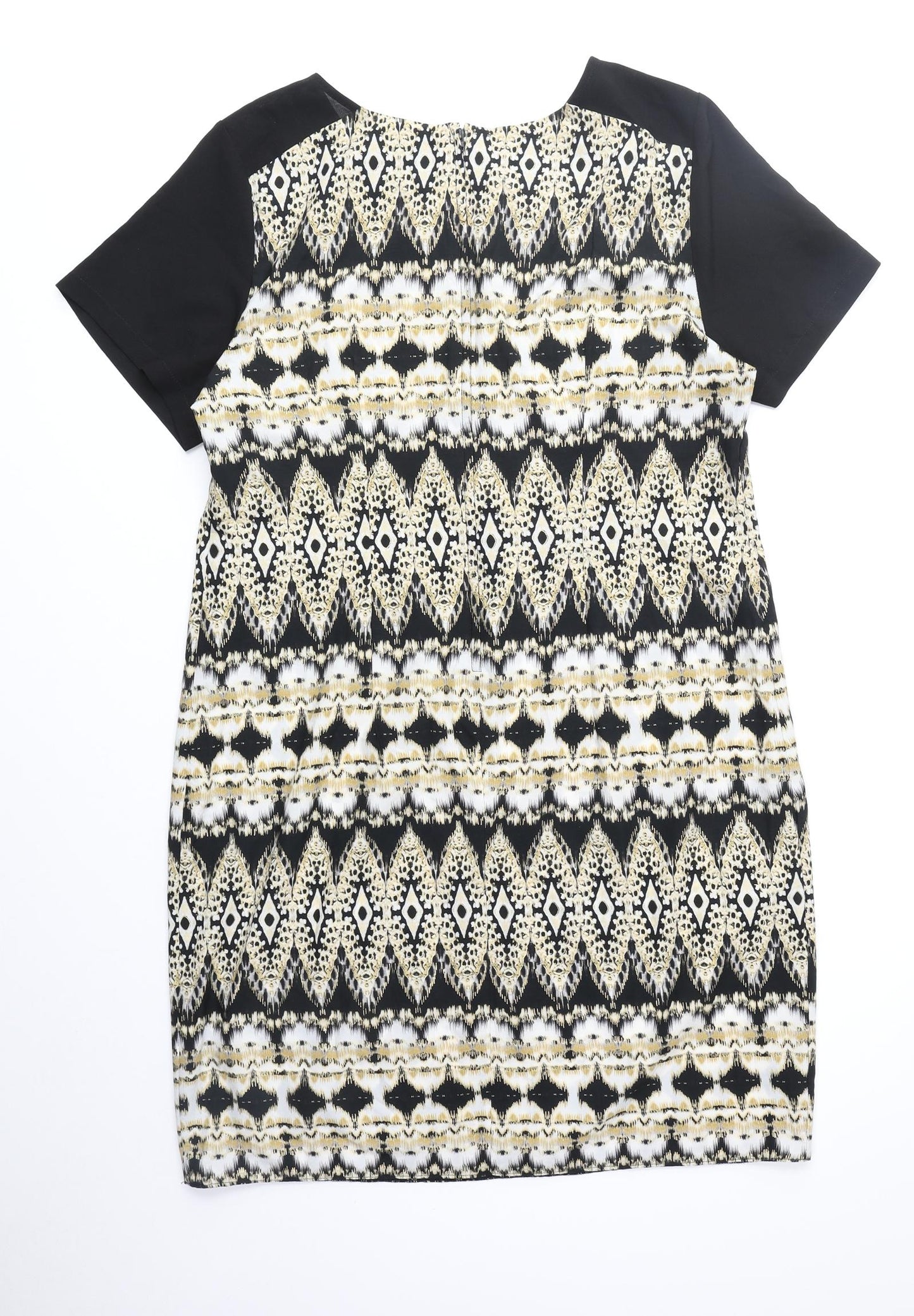 Wallis Womens Multicoloured Geometric Polyester Shift Size 14 Scoop Neck Zip