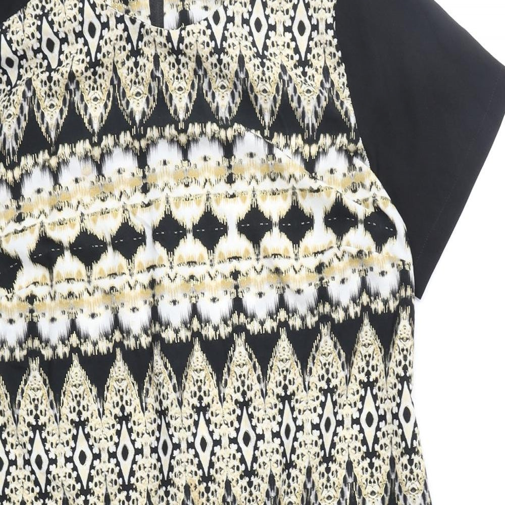 Wallis Womens Multicoloured Geometric Polyester Shift Size 14 Scoop Neck Zip