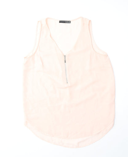 Atmosphere Womens Pink Polyester Basic Tank Size 10 V-Neck
