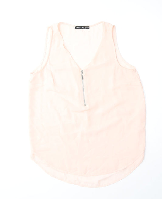 Atmosphere Womens Pink Polyester Basic Tank Size 10 V-Neck