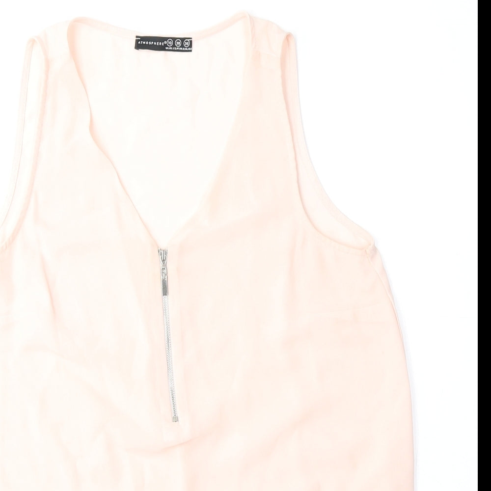 Atmosphere Womens Pink Polyester Basic Tank Size 10 V-Neck