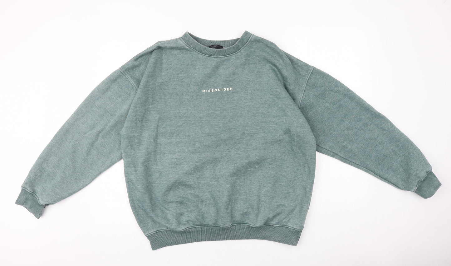 Missguided Womens Green Cotton Pullover Sweatshirt Size 6 Pullover