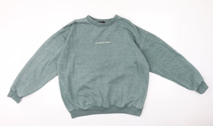 Missguided Womens Green Cotton Pullover Sweatshirt Size 6 Pullover