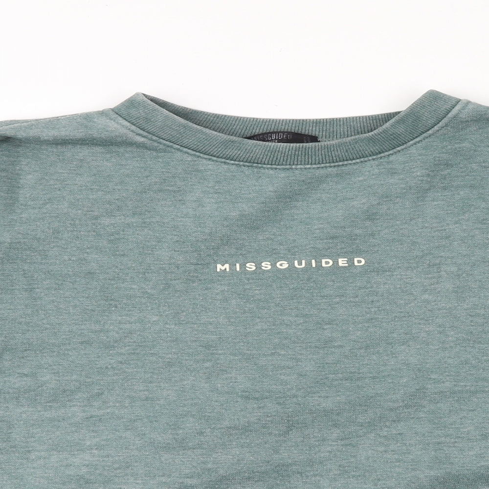 Missguided Womens Green Cotton Pullover Sweatshirt Size 6 Pullover