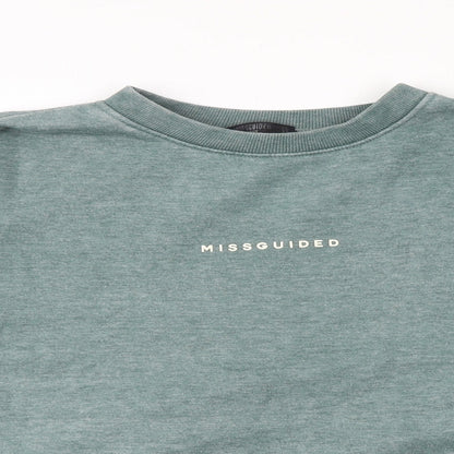 Missguided Womens Green Cotton Pullover Sweatshirt Size 6 Pullover