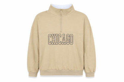 Preworn Womens Brown 100% Cotton Pullover Sweatshirt Size L Zip - Chicago
