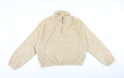 H&M Womens Brown Cotton Pullover Sweatshirt Size M Zip