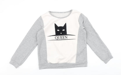 Womens UK Size XS Forever Pink Grey Pullover Sweatshirt