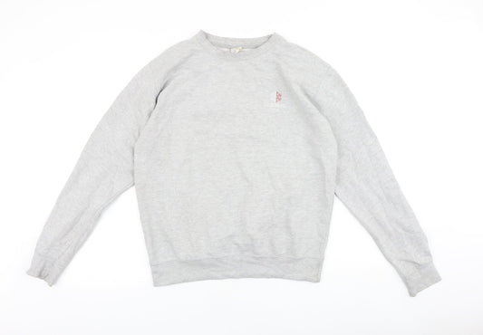 Awdis Mens Grey Cotton Pullover Sweatshirt Size M