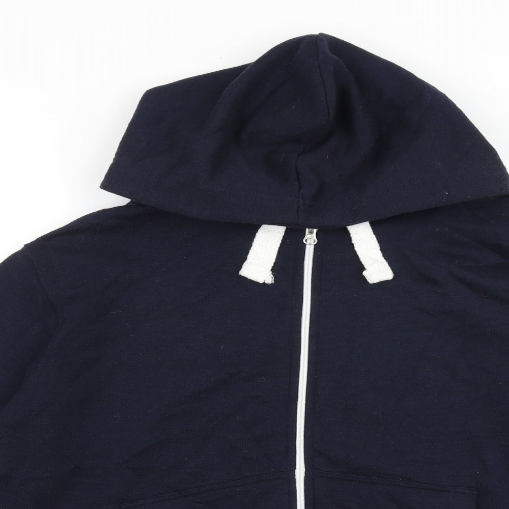 Malaika Womens Blue Cotton Full Zip Hoodie Size L Zip