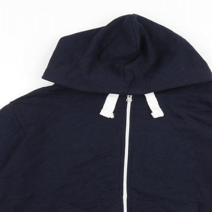 Malaika Womens Blue Cotton Full Zip Hoodie Size L Zip