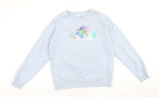 Womens UK Size 2XS Disney Blue Pullover Sweatshirt