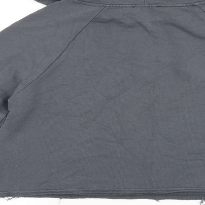 New Look Womens Grey Cotton Pullover Hoodie Size M Pullover