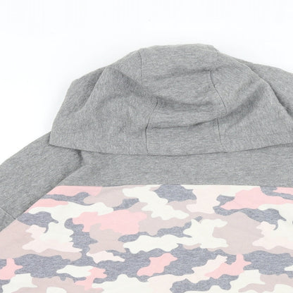 F&F Girls Grey Camouflage Cotton Pullover Hoodie Size 13-14 Years Pullover