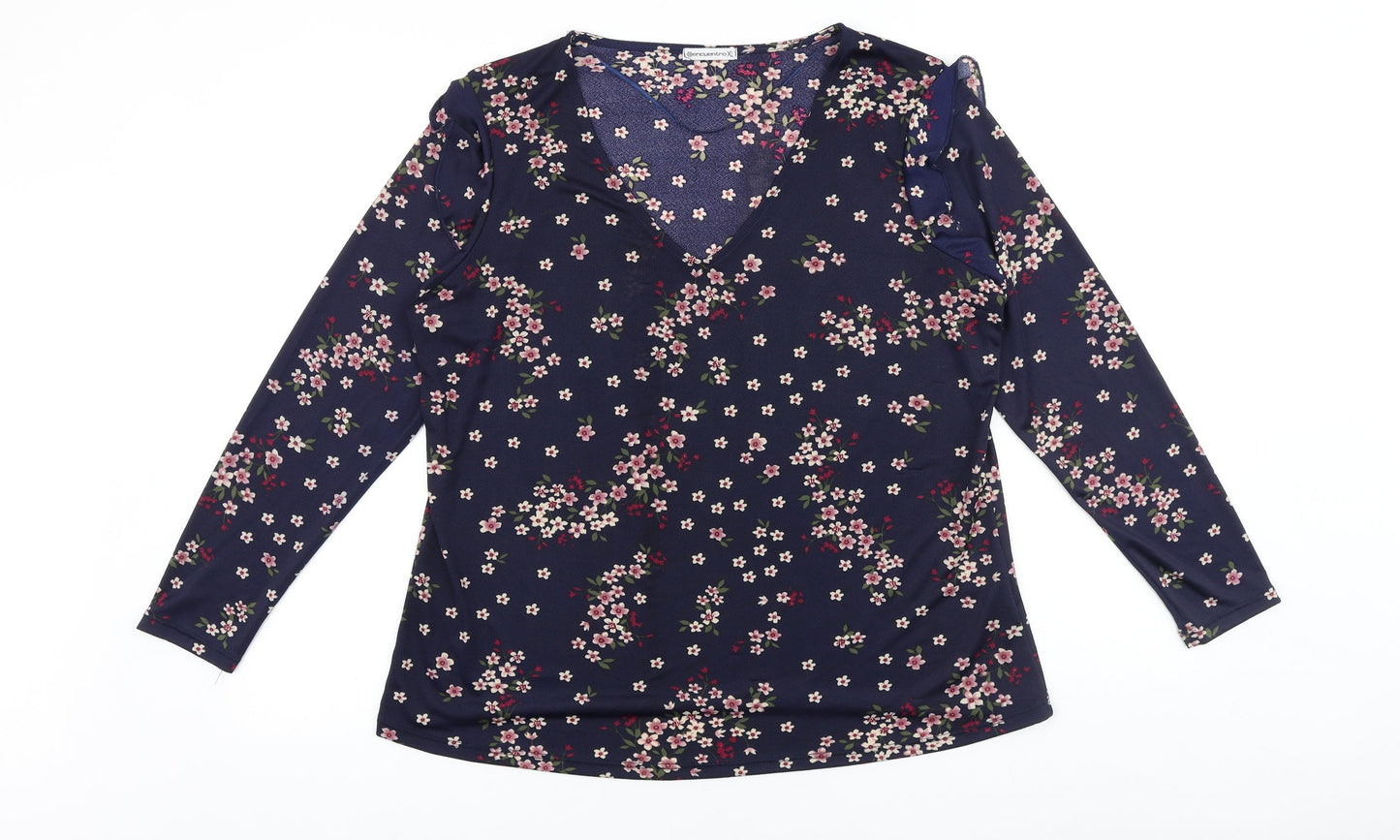 Womens UK Size XL Encuentro Blue Basic Blouse