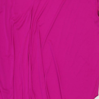 Zara Womens Pink Polyester Bodycon Size M Boat Neck Pullover - Asymmetric
