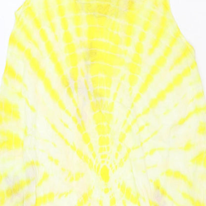 J.D. Womens Yellow Tie Dye Rayon A-Line One Size Round Neck Pullover