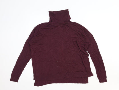Terre Jacobs Womens Purple Roll Neck Viscose Pullover Jumper Size S