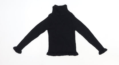 Matalan Girls Black Roll Neck Cotton Pullover Jumper Size 9 Years Pullover